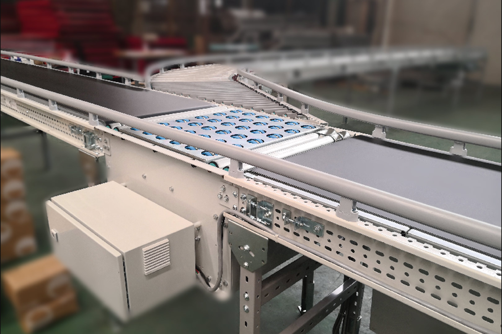 wheeled sorter and roller conveyor details